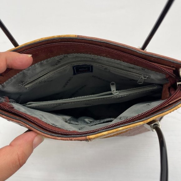 Paul & Shark Yachting Ostrich Leather Hand Bag Shoulder Bag Brown Tan - Picture 6 of 9